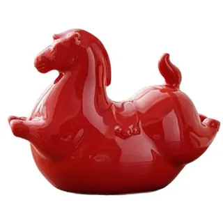ZGHQHCDRH Keramikfigur Tang-Pferd – Miniaturstatue im chinesischen Stil, glänzende Oberfläche, traditionelles Dekor (fliegendes kleines Tang Pferd [Rot]
