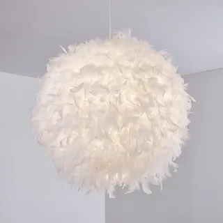 HOFSTEIN Pendelleuchte Skaulo, moderne Hängelampe aus Metall/Kunststoff mit Federn in Weiß, Hängeleuchte im modernen Design, Ø 50 cm, Höhe max. 160 cm, E27, Esszimmer, Schlafzimmer, Wohnzimmer