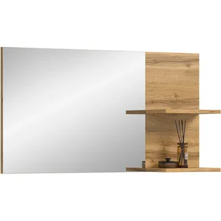 Spiegel OTTO HOME "MAMBO, TOPSELLER, Breite 99cm, 2 Ablageböden, große Spiegelfläche", wotan eiche nb, B:99cm H:52cm T:18cm, Holzwerkstoff, Spiegelglas, Spiegel, Garderobenspiegel, Flur, Diele, Spiegel mit Ablage, Spiegelpaneel