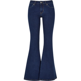 Urban Classics Jeans - Ladies Organic Low Waist Flared Denim - W30L36 bis W32L36 - für Damen - Größe W31L36 - blau - W31L36