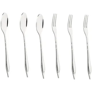 Mulex Besteck-Set Mini Besteck bestehend aus 3x Löffeln und 3x Gabeln (6-tlg), Chromstahl, praktisch für Camping, Picknick, Wandern - oder einfach für den Salat silberfarben