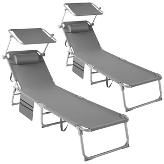 Tectake Sonnenliege 190 x 68 x 28 cm Grau