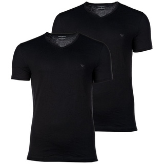 EMPORIO ARMANI Herren T-Shirt 2er Pack - V-Neck, V-Ausschnitt, Halbarm, unifarben Schwarz S