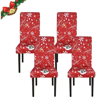 Weihnachts-stuhlhussen-set, Dehnbar, Universell Waschbar