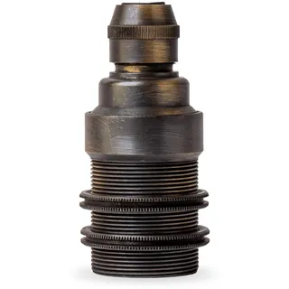 Vintage Gewindemantel (+2 Gewinderinge) Lampenfassung aus Messing - Made in Europe - E14, Antik-gebürstet Finish