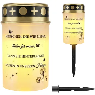 TaimeiMao Grablicht Solar, Grabkerze Solar mit Erdspieß, Led Grabkerzen Outdoor Wasserdicht, Gedenkkerze für Verstorbene, für Friedhof, Urnengrab