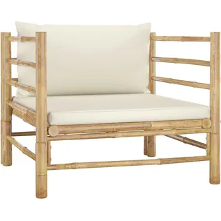 vidaXL Gartensofa mit Kissen cremeweiß Bambus