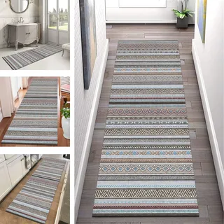 Teppich Läufer Flur Küche rutschfest waschbar Teppichläufer Lang 50X200CM Modern Marokkanisch Küchenläufer Flurteppich Flurläufer Esszimmer Schlafzimmer Wohnzimmer Schmutzfangmatte Breit 40-120cm