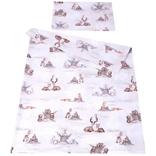 BabyLux Babybettwäsche BABYLUX Kinderbettwäsche 2 Tlg. 90 x 120 cm Bettwäsche Bettbezug Kind, 133. Waldtiere beige