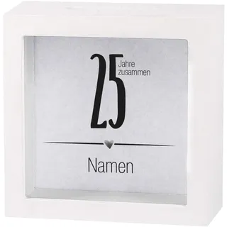 Herz & Heim® Geldgeschenk zur Silbernen Hochzeit EIN Bilderrahmen mit Geldschlitz als Spardose - für Sie erstellt mit Wunschnamen