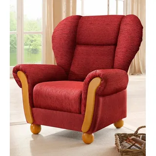 Home affaire Sessel Milano, bequemer Ohrensessel im Landhaus-Stil, Hochlehnsessel rot