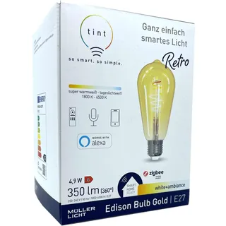 tint Müller Licht LED Birnenform Edison Retro Gold white+ambiance Zigbee