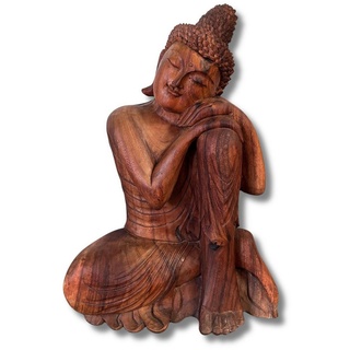 Asien LifeStyle Buddhafigur Buddha Figur Holz Statue Relax - 61cm groß