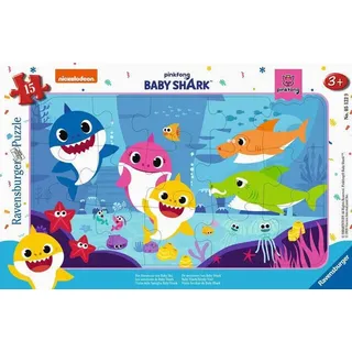 Puzzle ramkowe 15 elementów. Baby Shark
