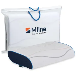 M LINE | Pillow You Blau M | Kopfkissen für Rückenschläfer & Seitenschläfer mit Schulterbreite 45-50 cm - Memory Schaum - Optimale Belüftung - Mittlerer Stützbedarf - 55 x 35 x 10 cm