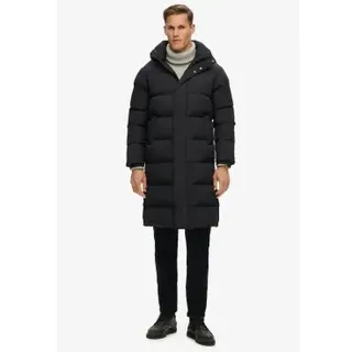 Superdry für Herren. M5011977A Lange Steppjacke mit Kapuze schwarz (M), Lässig, Nachhaltig, Recyceltes Nylon
