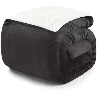 Blumtal Kuscheldecke flauschig - Wohndecke Kuscheldecke 220x240 cm OEKO-TEX zertifizierte Fleecedecke 220x240 cm - Wohn- & Kuscheldecke - Wolldecke 220x240 - Plüschdecke in Anthrazit