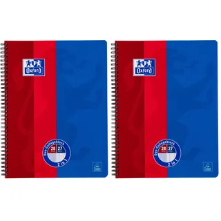 Oxford Collegeblock DUO A4 kariert/ liniert blau/rot