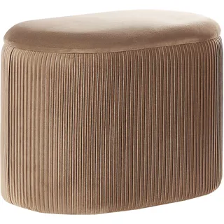 Beliani Pouf mit Stauraum Stoff 55 x 41 x 35 cm Beige