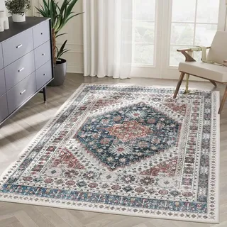 Wohnzimmerteppich 4060cm Blau Und Rot Imitat Kaschmir Waschbarer Bodenteppich Waschbar Retro Große Fläche Teppich Anti-schmutz-teppich Dekoration