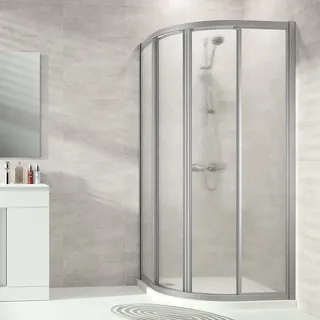 Hüppe Alpha 2 Gleittür mit zwei festen Segmenten 80 x 80 cm silber matt Kunstglas A22501087264