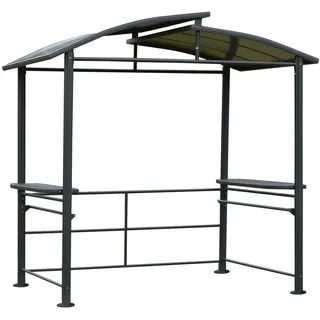 Outsunny - BBQ-Pavillon - 240 x 150 x 230 cm - Stahl und PC - dunkelgrau