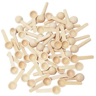 UTMACH 50 Stück Mini Holzlöffel Runder Salzlöffel Holz Klein 6.8cm | Mini Gewürzlöffel aus Holz,Kleine Holzkochlöffel für Dessertlöffel Teelöffel Zuckerlöffel Marmelade