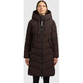 Steppmantel KHUJO "MIKIA4", Damen, Gr. S, braun (chocolate chip), Web, Obermaterial: 100% Polyester. Futter: 100% Nylon. Füllung: 100% Polyester, unifarben, knielang, Mäntel Steppmantel, innenliegender Stehkragen, Topseller