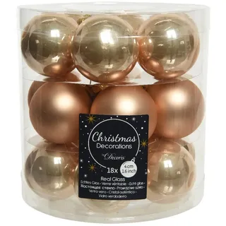 Christmas Decorations Weihnachtskugeln Glas 4cm x 18 Stück kleine Christbaumkugeln beige uni
