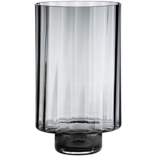 GILDE Deko Windlicht XL - großes Glaswindlicht handgerfertigt aus Rauchglas - Farbe: grau schwarz - Höhe 30 cm