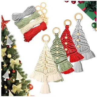 LuxusKollektion Kreativset Weihnachtsbaum DIY Makramee Bastelset beige|bunt|grau|rot