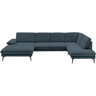 Dieter Knoll Wohnlandschaft, Dunkelblau, Metall, 4-Sitzer, U-Form, 344x208 cm, Fußauswahl, Stoffauswahl, Sitzqualitäten, seitenverkehrt erhältlich, Hocker Rücken echt, individuell planbar, Wohnzimmer, Sofas & Couches, Wohnlandschaften, Wohnlandschaften in U-Form