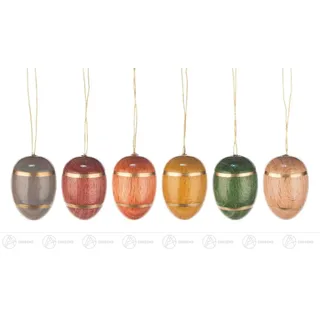 Dregeno Erzgebirge Osterei Ostern & Frühjahr Behang Ostereier mit Streifen (6) Höhe ca 3 cm bunt
