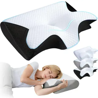 DZ'HUE Kissen Original, 2026 Upgraded Kissen Original, Ergonomic Orthopaedic Pillow with Contoured Support for Sides, Back and Abdominal Position (Schwarz)