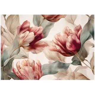 WallArena Fototapete Blumen Tulpen Rot 300x210 cm