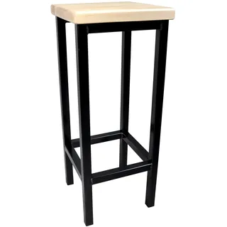 Magnetic Mobel Barhocker Stahl Holz massiv Barstuhl Industrial Design Metall Hocker H 78 cm (Unbehandelt)
