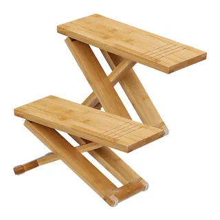 Relaxdays Toilettenhocker, Hellbraun, Holz, Kunststoff, 12x23x31 cm, Badezimmer, WC Ausstattung, WC Sitze