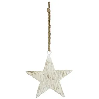 finehomegarden Dekofigur Stern Metall Dekostern zum hängen Ø19cm + Ø30cm Advent creme/gold (1 St), Winter Weihnachten Fenster Dekohänger Dekoration 2Größen wählbar weiß Ø 19 cm