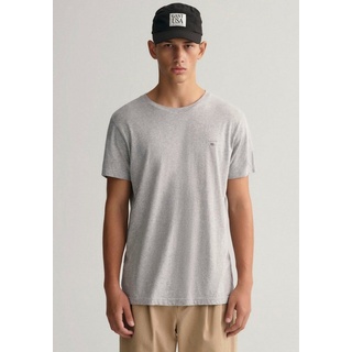 Gant T-Shirt ORIGINAL SS T-SHIRT mit kleiner Kontrast-Logostickerei grau S (48)