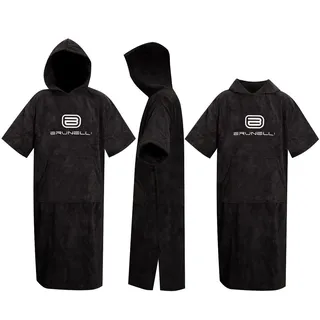 Brunelli Poncho Überzieher Bademantel Handtuch Schwimmen Kite Surfen Black 100% Baumwolle