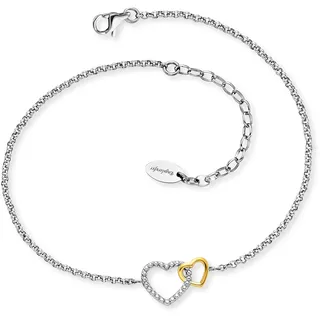 Fußkette ENGELSRUFER "Herzen Bicolor", gold (edelstahlfarben, gelbgoldfarben), Fußketten, Damen, Edelstahl, Made in Germany