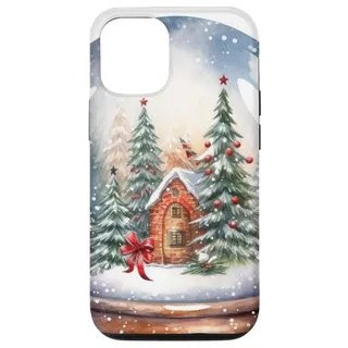 Hülle für iPhone 12/12 Pro Niedliche Vintage-Weihnachts-Schneekugel mit Aquarell-Grafik