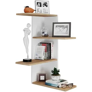 VCM Holz Wandregal Eckregal Regal Balos | Weiß