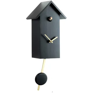 Eble Kuckucksuhr Kuckuckuhr Echtholz NEU batteriebetriebenes Quartzwerk Kuckuckruf Kuckucksuhr modern schwarz Echtholz Quarz Uhrwerk 29cm- 28005
