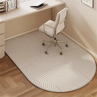 Bodenschutzmatte Bürostuhl - rutschfeste Schreibtischstuhlunterlage aus Kristallvelours mit Bogenform & Modernem Design für Parkett/Laminat (Beige 2,100x120cm)