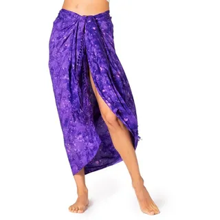 PANASIAM Sarong Pareo Starlit Wachsbatik aus hochwertiger Viskose Strandtuch, Viskose, Strandkleid Bikini Cover-up Tuch für den Strand Schultertuch Halstuch lila 190x116cm