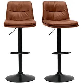 Barhocker höhenverstellbar braunes Polyurethan und schwarzes Metall (2er-Set) ZUCK