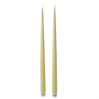 LED Stabkerze Deluxe Homeart Lack Tafelkerze 3D Flamme flackernd 38cm gelb 2St.