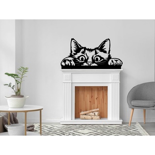 VAILLA® Katze Wanddeko aus Holz, Wand deko in Schwarz, Ornamente Wandkunst, Katze Wall Art Minimalistische Dekoration, 3D Bild, Moderne Deko, Bilder für Kinderzimmer, Wohnzimmer (Katzen 6)