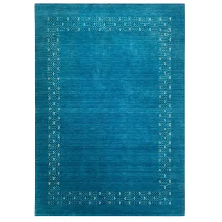 Gabbeh Teppich 100% Wolle Gold Orientteppich Handgewebt Brücke AC5 (Blau, 170x240 cm)